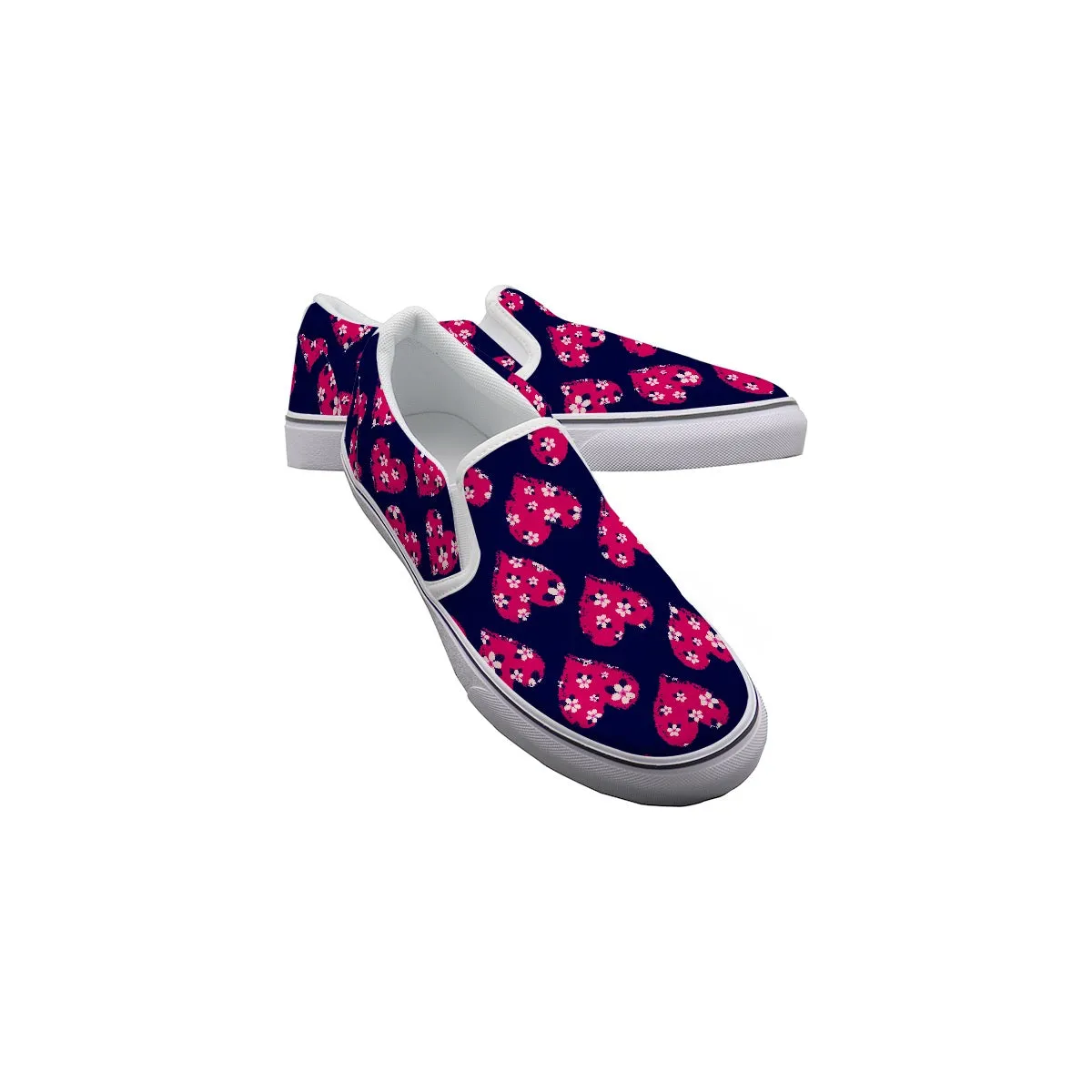 Women's Slip On Sneakers blk/red hearts