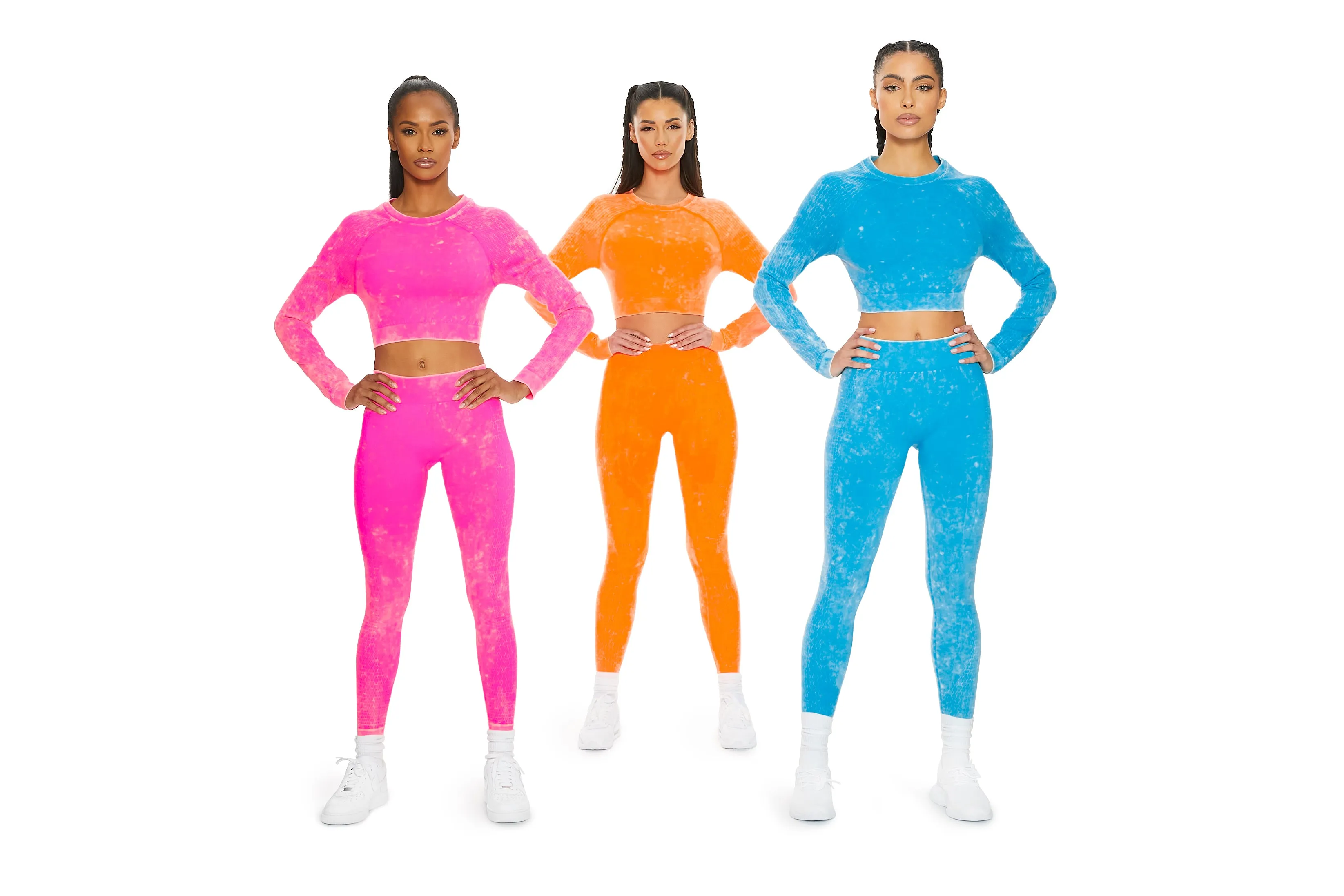 Work It Out Seamless LS Crop Top | Powerwash Hi-Litr Blue