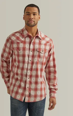 Wrangler Men's Rust Premium Long Sleeve Western Snap Shirt