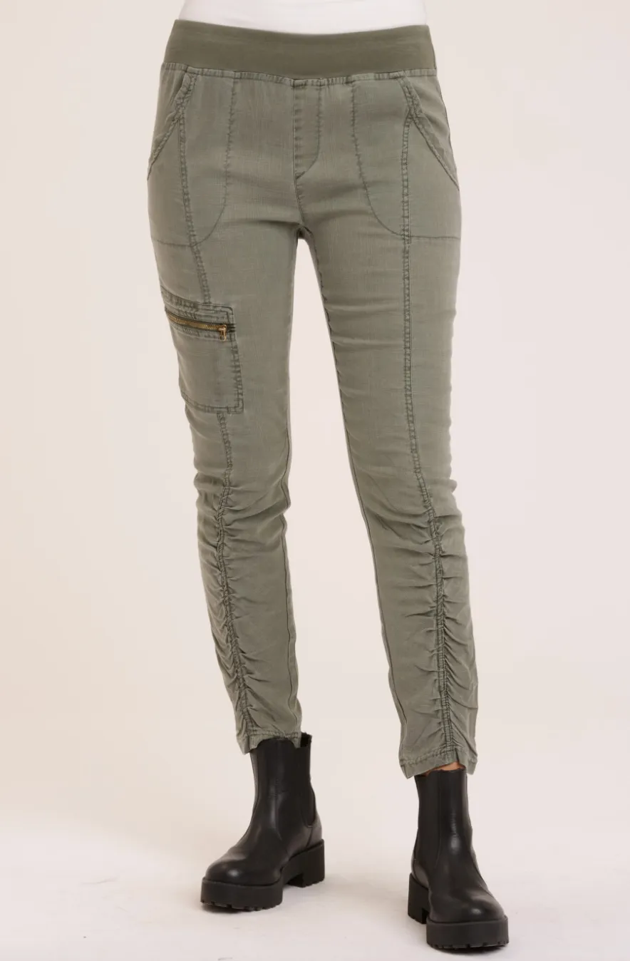 XCVI Malanda Ruched Pant-Olive